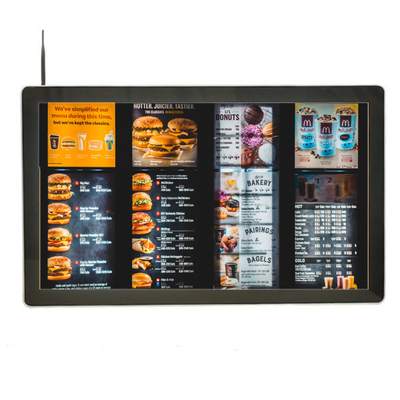 43'' QSR Digital Menu Boards Android Ultra Brightness Touch Multiple Screens