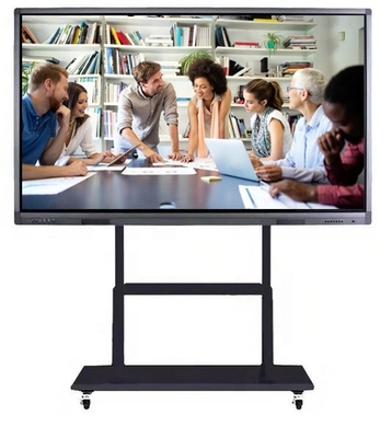 65 Inch Floor Standing All-in-One Video Conferencing Display Multi-Touch Interactive Whiteboard With Mobile Stand